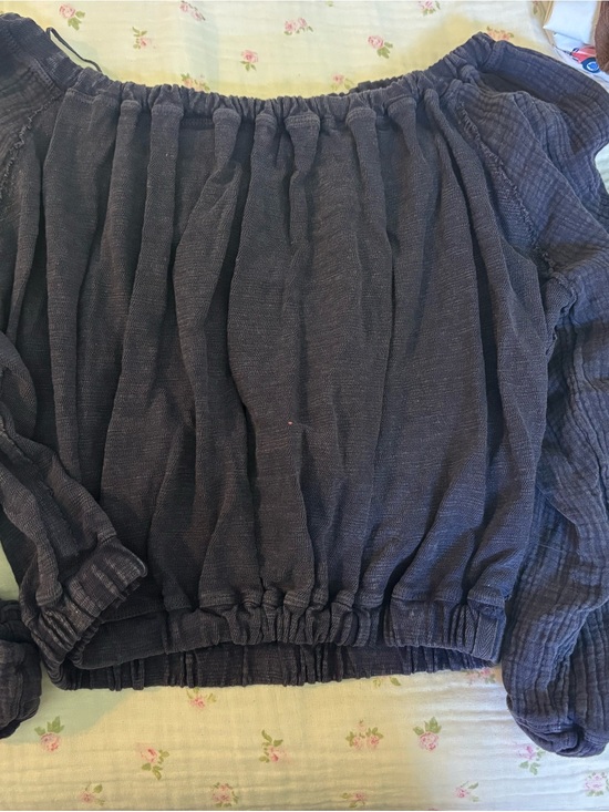 Free People Tops - Off-Shoulder Gauze Top in Charcoal free People